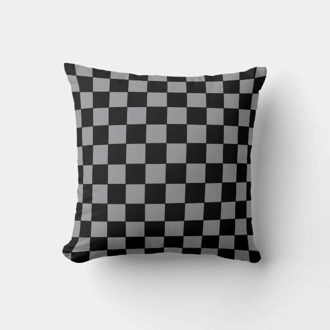 Chequered Grey and Black  Cushion (Front)