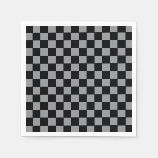 Chequered Grey and Black  Napkin (Front)