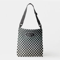 Chequered Grey and White Sunset Monogram