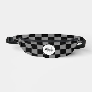 Chequered grey black geometric retro Monogram Bum Bags