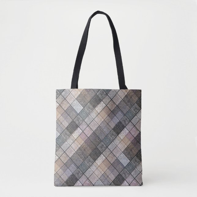Chequered grey . tote bag (Front)