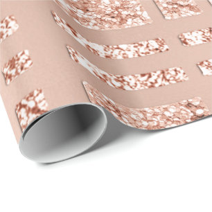 Chequered Grilled Geometry Rose Gold Blush Copper Wrapping Paper
