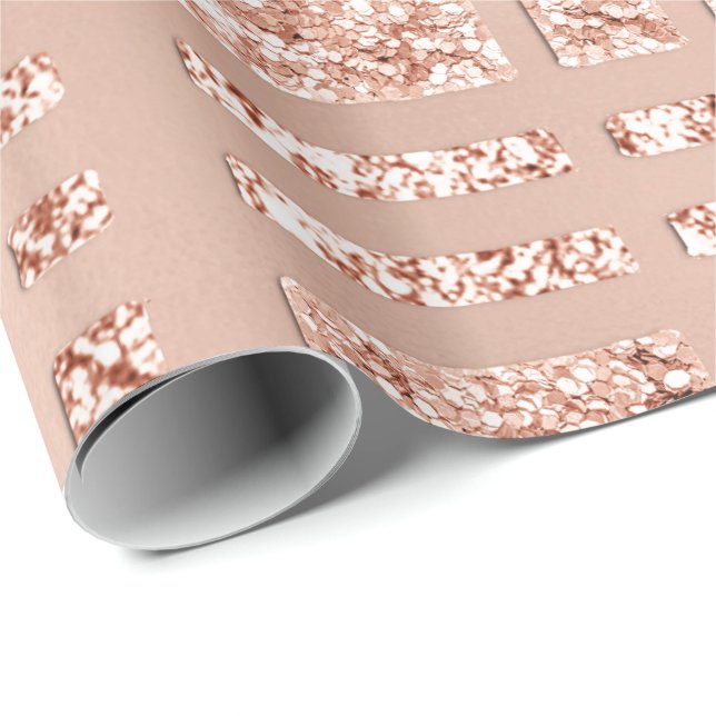Chequered Grilled Geometry Rose Gold Blush Copper Wrapping Paper (Roll Corner)