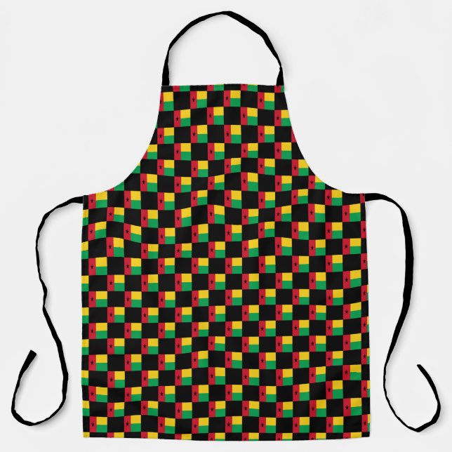Chequered Guinea-Bissau Flag Pattern  Apron (Front)