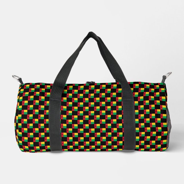 Chequered Guinea-Bissau Flag Pattern  Duffle Bag (Front)
