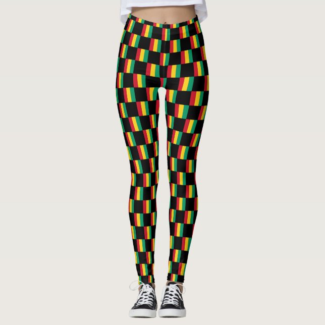 Chequered Guinea Flag Pattern  Leggings (Front)