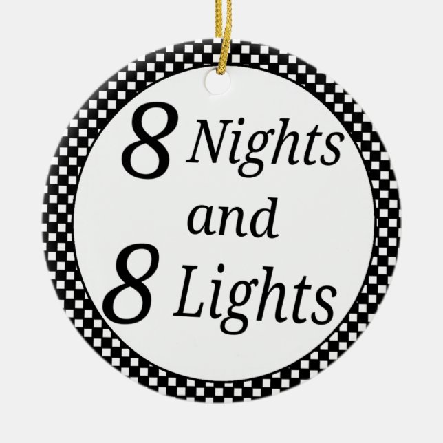 Chequered Hanukkah Ceramic Tree Decoration (Front)