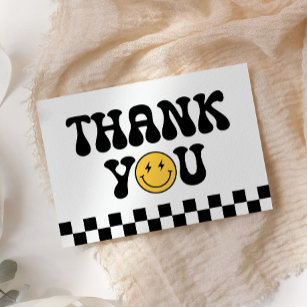 Chequered Happy Face Birthday Thank You Card