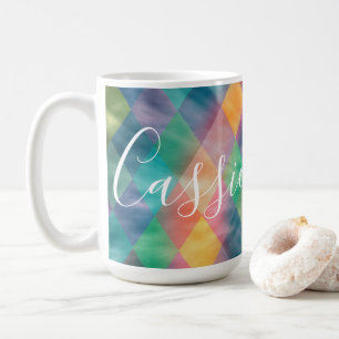 Chequered Harlequin Pale Rainbow Coffee Mug