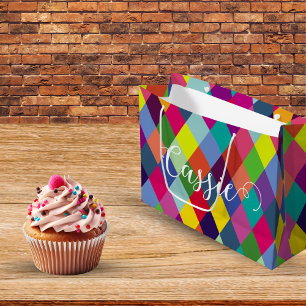 Chequered Harlequin Rainbow Thermal Tumbler Large Gift Bag