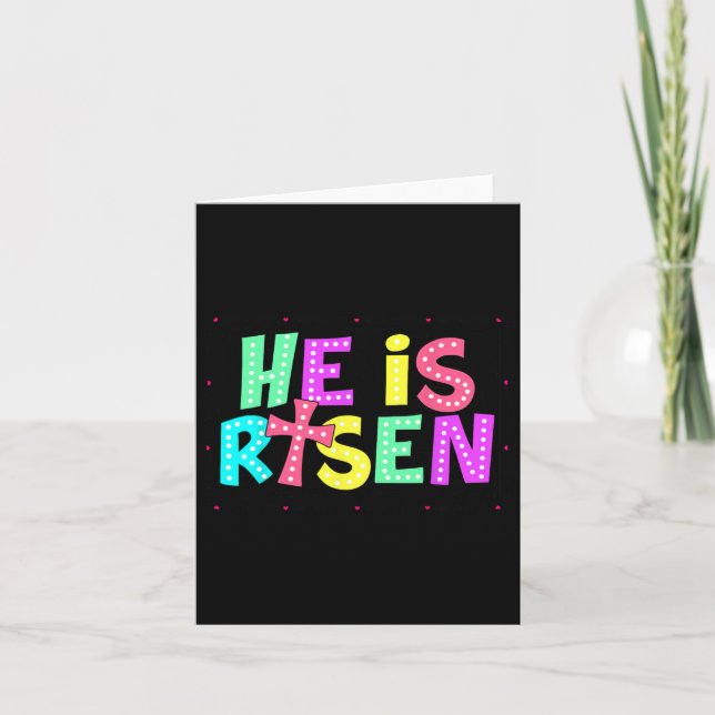 Chequered He Is Risen Jesus Christian Easter Kids  Card (Front)
