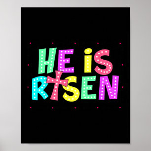 Chequered He Is Risen Jesus Christian Easter Kids  Poster