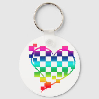 chequered heart. key ring