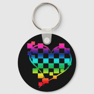 chequered heart. key ring