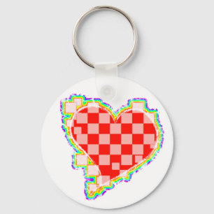 chequered heart. key ring