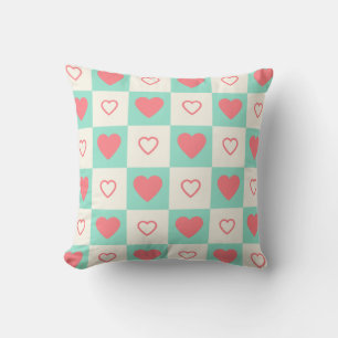 Chequered Heart Pattern Cushion