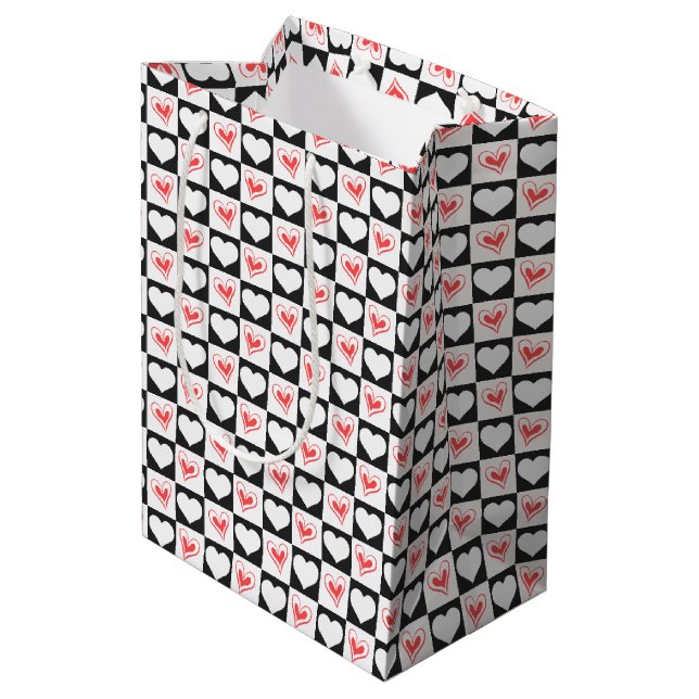 Chequered Hearts Gift Bag (Back Angled)