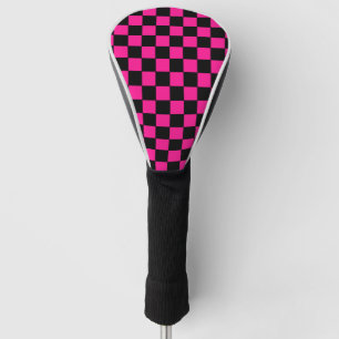 Chequered Hot Pink and Black Golf Head Cover