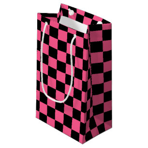 Chequered Hot Pink and Black Small Gift Bag