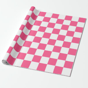 Chequered Hot Pink and White Wrapping Paper
