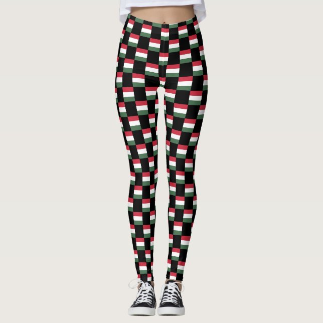 Chequered Hungary Flag Pattern  Leggings (Front)