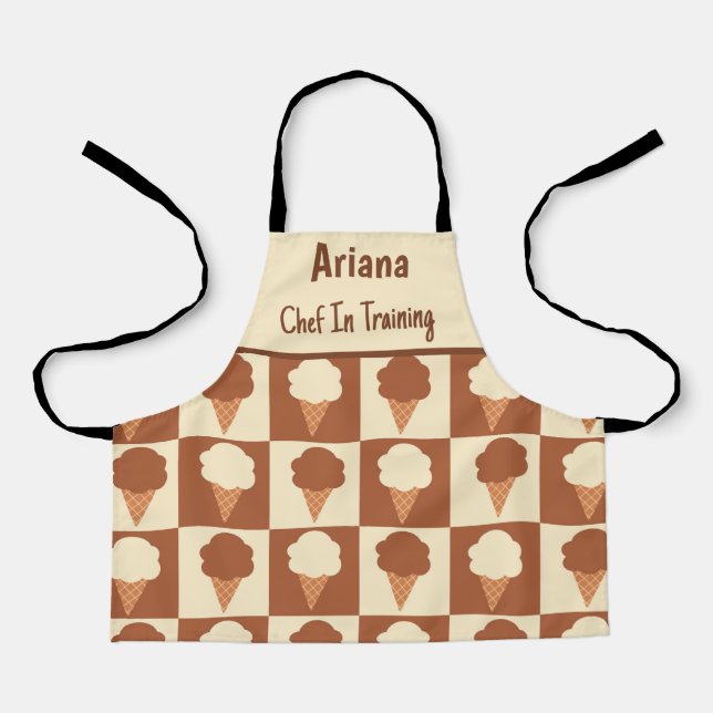 Chequered  Ice Cream Chef in Training  Apron (Front)