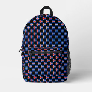 Chequered Iceland Flag Pattern Printed Backpack