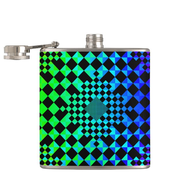 Chequered Illusion by Kenneth Yoncich Hip Flask (Opened)