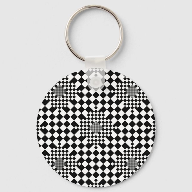 Chequered Illusion by Kenneth Yoncich Key Ring (Front)
