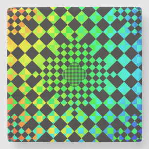 Chequered Illusion by Kenneth Yoncich Stone Coaster
