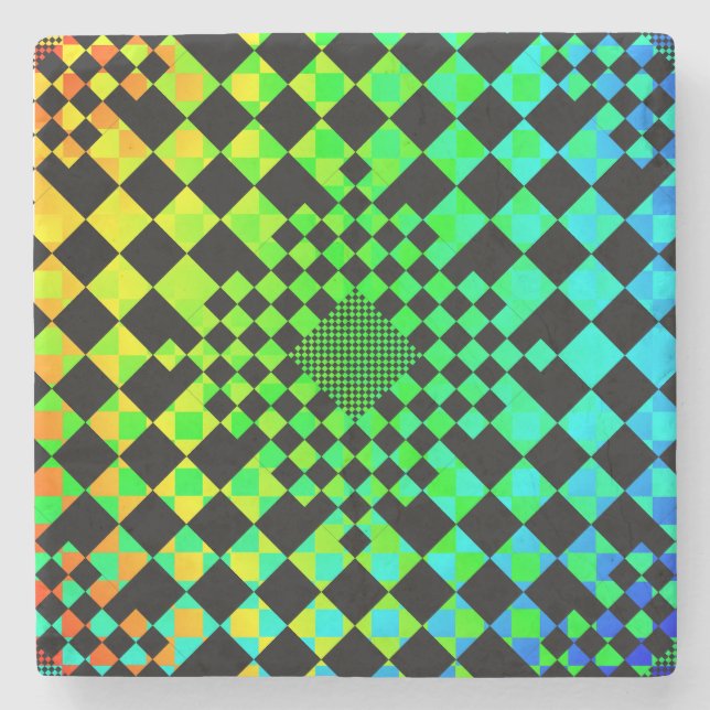 Chequered Illusion by Kenneth Yoncich Stone Coaster (Front)