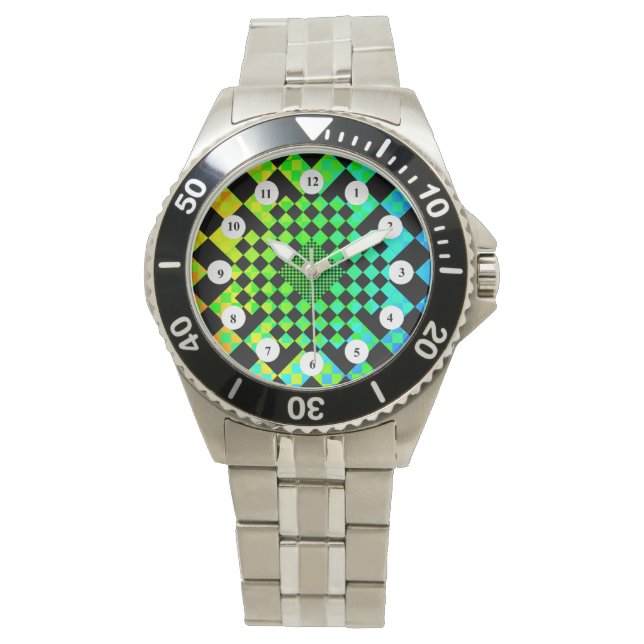 Chequered Illusion (C Face) by Kenneth Yoncich Watch (Front)