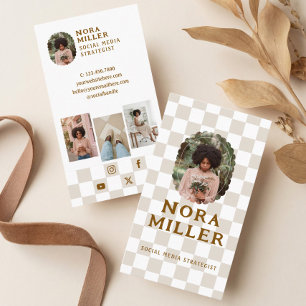 Chequered Instagram Social Media Influencer Photo Business Card