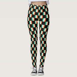 Chequered Ireland Flag Pattern Leggings