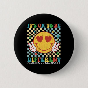 Chequered It Is Ok To Be Different Autism Awarenes 6 Cm Round Badge