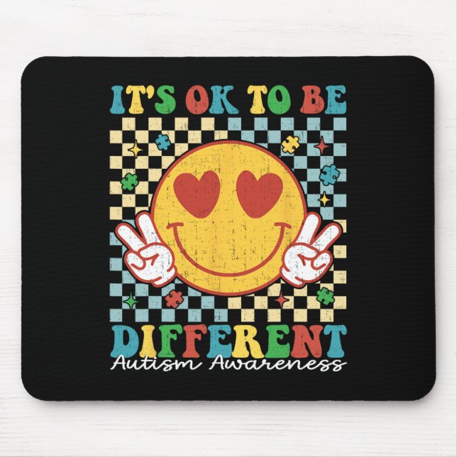 Chequered It Is Ok To Be Different Autism Awarenes Mouse Mat (Front)