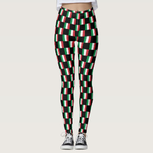 Chequered Italy Flag Pattern Leggings