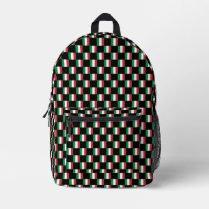 Chequered Italy Flag Pattern Printed Backpack