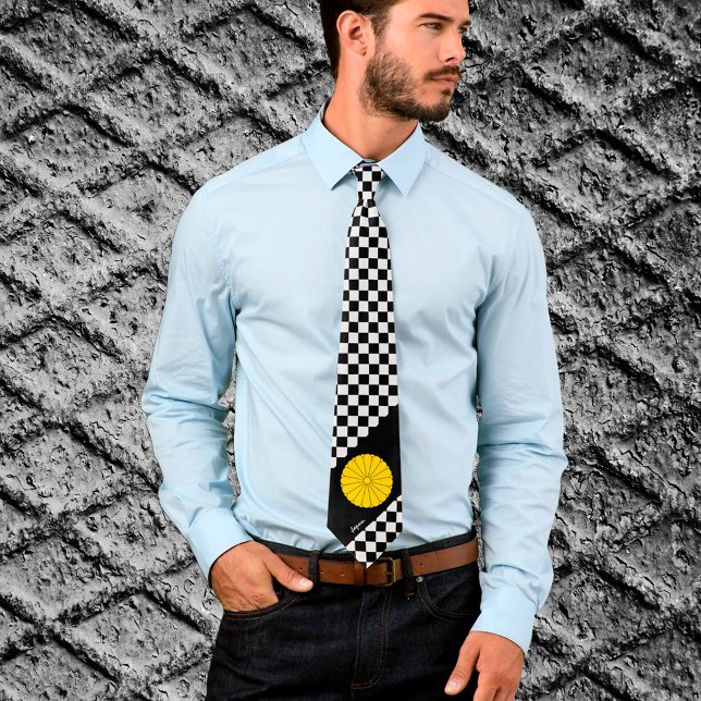 Chequered Japan Tie, Japanese flag fashion Tie (Creator Uploaded)