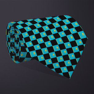 Chequered Kazakhstan Flag Pattern Tie
