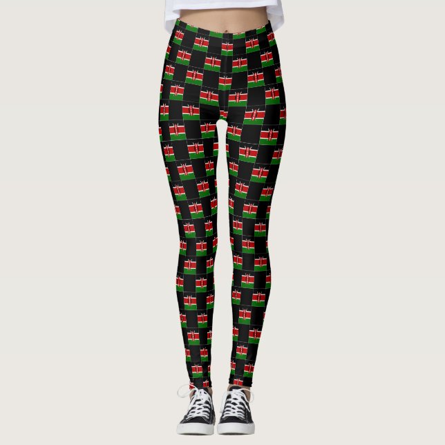 Chequered Kenya Flag Pattern  Leggings (Front)