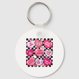 Chequered Landd Nurse Valentine Candy Heart Labour Key Ring