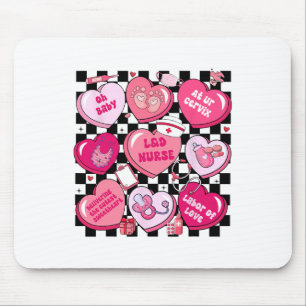 Chequered Landd Nurse Valentine Candy Heart Labour Mouse Mat