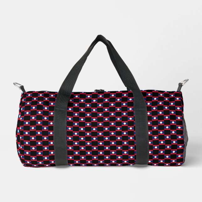 Chequered Laos Flag Pattern  Duffle Bag (Front)