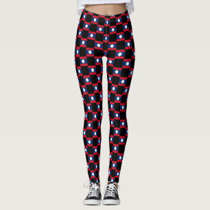 Chequered Laos Flag Pattern  Leggings