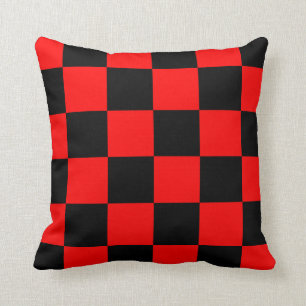 Chequered Large - Black and Red Cushion