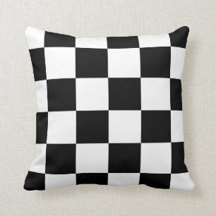 Chequered Large - Black and White Cushion