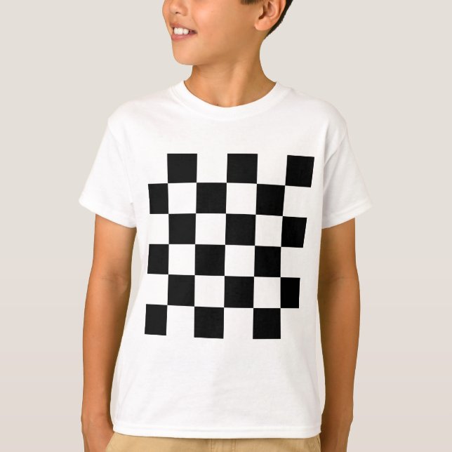 Chequered Large - Black and White T-Shirt (Front)