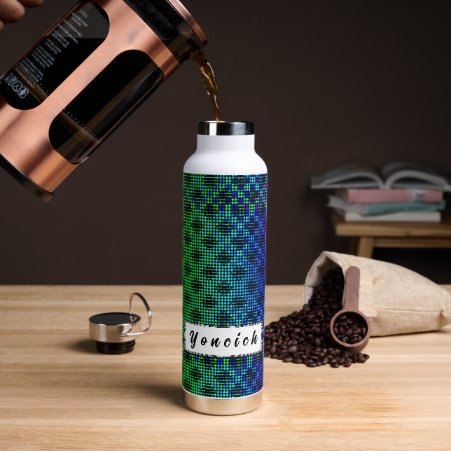 Chequered Lattice Fence by Kenneth Yoncich Water Bottle (Coffee)