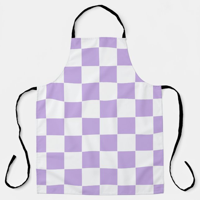Chequered Lavender and White Apron (Front)